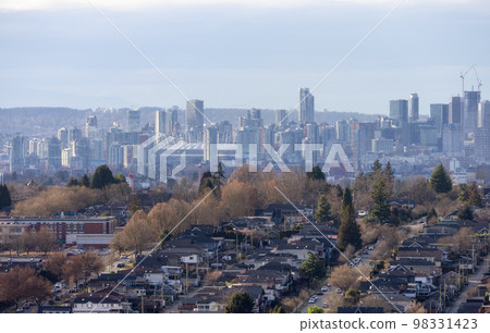Modern City, Residential Homes and Downtown Buildings in background. Vancouver Modern City, Residential Homes and Downtown Buildings in background. Vancouver 98331423