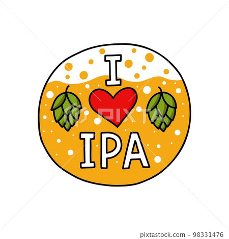 i love ipa doodle sticker, vector color line illustration 98331476
