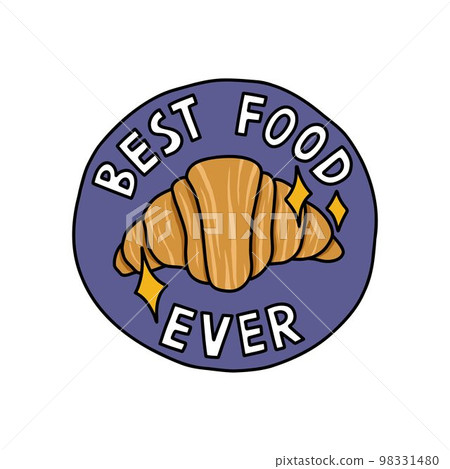 croissant doodle sticker, best food ever, vector color line illustration 98331480