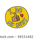 i do my best doodle sticker, vector color line illustration 98331482