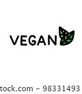 vegan sign doodle icon, vector color line illustration 98331493