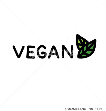 vegan sign doodle icon, vector color line illustration 98331493