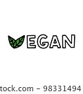 vegan sign doodle icon, vector color line illustration 98331494