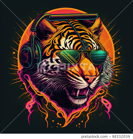 Cool cartoon tiger in sunglasses, hands in pockets. Symbol of 2021. Vector  illustration Stock Vector Image & Art - Alamy