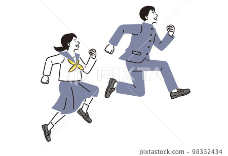 Men and women of junior high school students who jump aiming for the top Men and women of junior high school students who jump aiming for the top 98332434