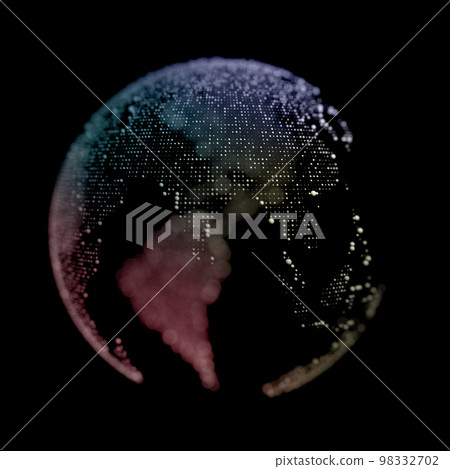 Abstract dotted earth, world map with focus on Eurasia, 3d rendering illustration 98332702