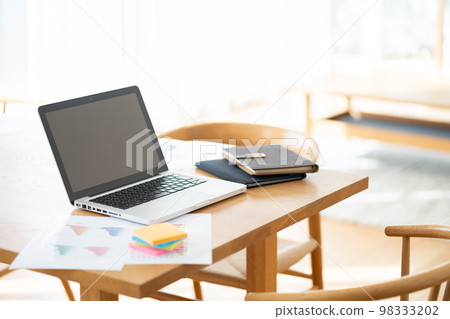 Telework PC desk object shooting display 98333202