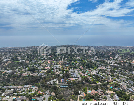 Aerial view of over La Jolla Hills, San Diego, California, USA 98333791