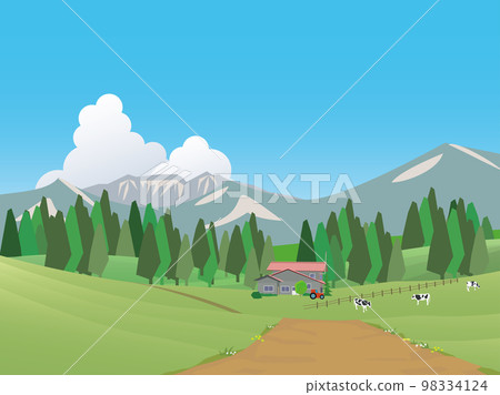 夏季草地和牧場景觀 98334124