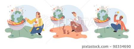 Global warming. High temperature and hot weather Earth. Climate change concept 98334690