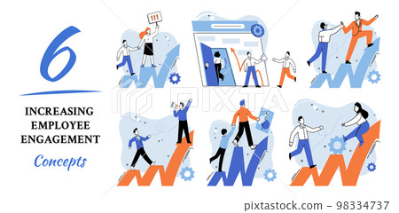 Business concepts HR department, increasing employee engagement, worker performance evaluation 98334737