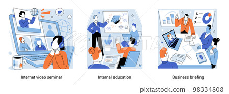 Internet video seminar, internal education, business briefing, corporate training classes metaphors 98334808