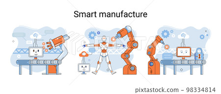 Smart manufacture metaphor with automated production line. Innovative contemporary smart industry 98334814
