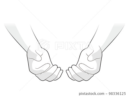 Holding out, receiving, and wrapping both hands monochrome 98336125