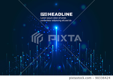 glowing lines rising from the horizon and particles internet technology background glowing lines rising from the horizon and particles internet technology background 98336424