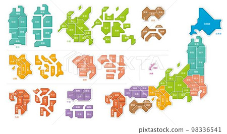 Map of Japan, color-coded, three-dimensional - Stock