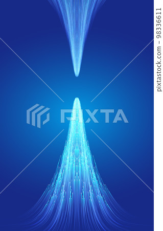 Extending vertically upwards colliding and glowing blue technology lines 98336611