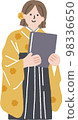 穿著袴的女人拿著文憑的插圖 98336650