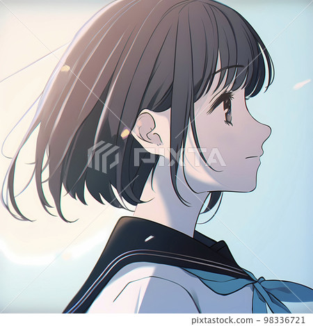 動漫風格插圖“AI 生成圖像”的女學生 98336721