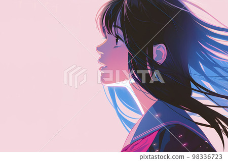 側臉女學生,黑色長發,動漫風格插畫“AI 生成圖像” 側臉女學生,黑色長發,動漫風格插畫“AI 生成圖像” 98336723