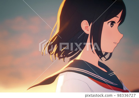 Sunset sky High school girl in a sailor suit "AI-generated image" Sunset sky High school girl in a sailor suit "AI-generated image" 98336727