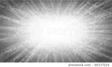 Halftone radial texture. Comic style grain background. Pop art faded textured frame. Grunge speckle effect. Dotted particles print wallpaper. Pixelated gradient backdrop Halftone radial texture. Comic style grain background. Pop art faded textured frame. Grunge speckle effect. Dotted particles print wallpaper. Pixelated gradient backdrop 98337024