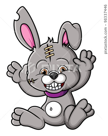 The happy rabbit sitting and smiling of illustration 98337446