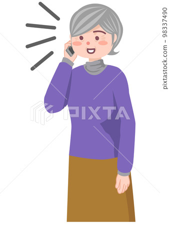 Senior women talking on smartphone 98337490