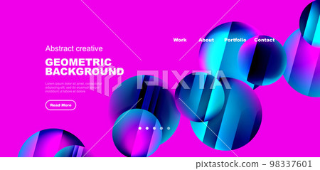 Circles with glossy surface and light and shadow effects abstract background. Template for covers, templates, flyers, placards, brochures, banners 98337601
