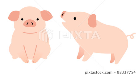 Full body illustration of a cute little pig 98337754