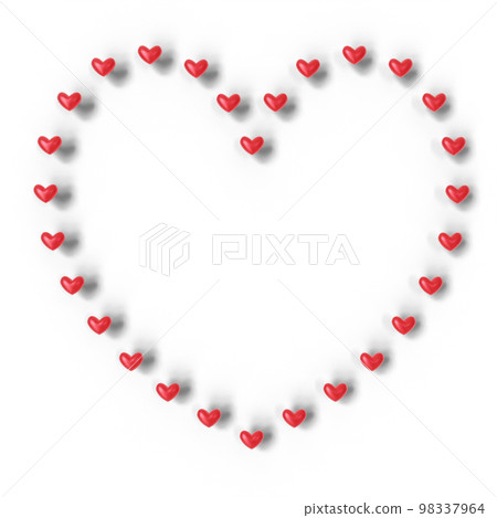 情人節素材：心形相框配可愛的心（3D渲染） 98337964