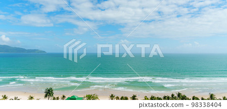 scenery of My Khe beach in Da Nang city, Vietnam. landmark and popular for tourist attractions. Southeast Asia travel concept 98338404