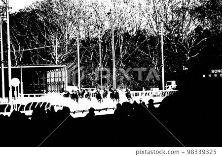 Horse racing black and white photo Horse racing black and white photo 98339325