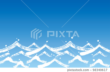 Background material Japanese style brush waves sea 98340617