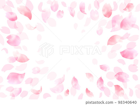 Watercolor frame of cherry blossom petals dancing in the wind, background Watercolor frame of cherry blossom petals dancing in the wind, background 98340640