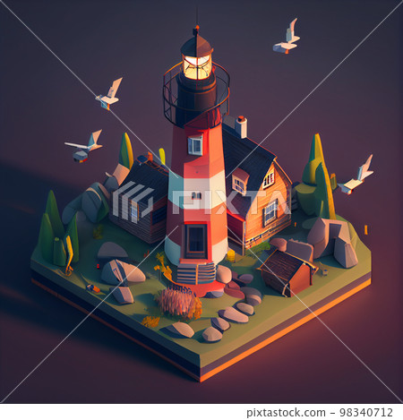 Model of lighthaus 3d, isometric Model of lighthaus 3d, isometric 98340712