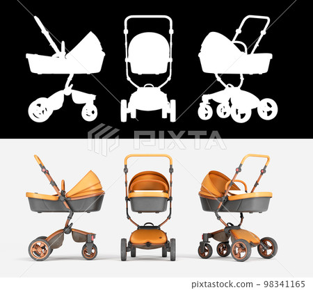 new modern leather strollers transformer 3d render on white with alpha 98341165