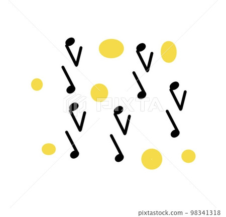 Yellow polka dots and musical notes 98341318