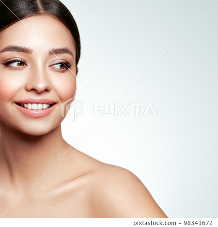 Portrait beautiful young woman with clean fresh skin Portrait beautiful young woman with clean fresh skin 98341672