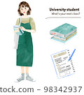 Female college student with a reference book 98342937