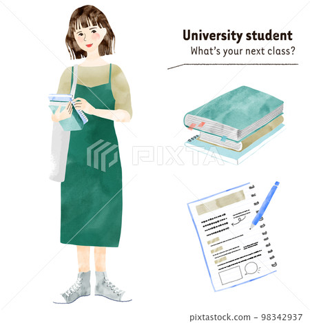 Female college student with a reference book Female college student with a reference book 98342937