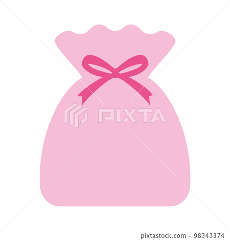 A single illustration of a gift bag with a ribbon attached. A single illustration of a gift bag with a ribbon attached. 98343374