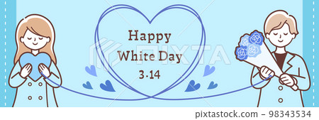 簡單的白色情人節情侶banner插畫 98343534