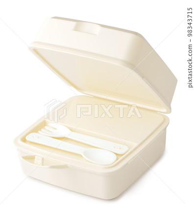 Plastic lunch box isolated on white background 98343715