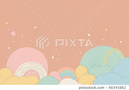 Cute doodle flat or 3d background with pastel color Cute doodle flat or 3d background with pastel color 98343862