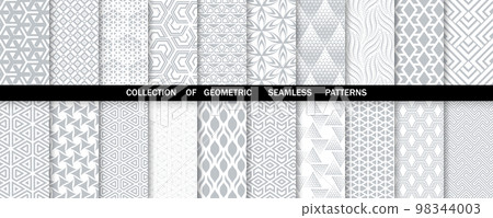 Geometric set of seamless gray and white patterns. Simpless vector graphics. Geometric set of seamless gray and white patterns. Simpless vector graphics. 98344003