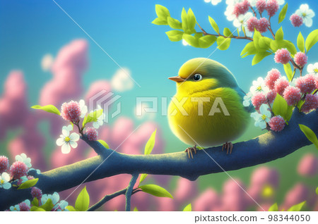 Cute imagination animal plant and flower with colorful color in spring season background. Use for Kid or baby book ,etc 98344050