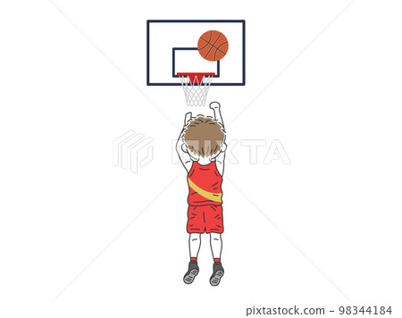 Illustration of a male basketball player making a free throw Illustration of a male basketball player making a free throw 98344184