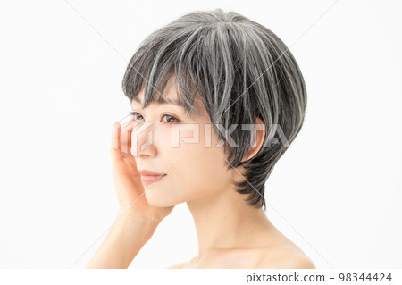 Wig gray hair female 98344424