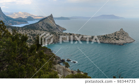 Top view of Cape Kapchik, Blue Bay and Mount Koba-Kaya. Crimea Top view of Cape Kapchik, Blue Bay and Mount Koba-Kaya. Crimea 98344735